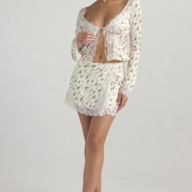 Noemie Garden Print Lace Trim Mini Skirt - Image 9