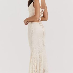 Therese Vintage Cream Lace Maxi Skirt - Image 10
