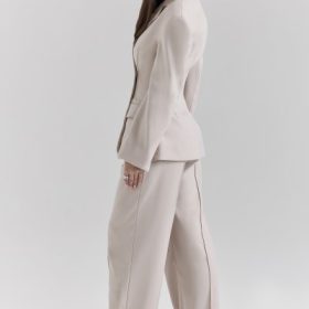 Hayden Beige High Waist Tailored Trousers - Image 9