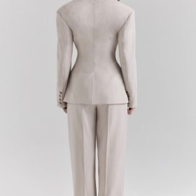 Hayden Beige High Waist Tailored Trousers - Image 10