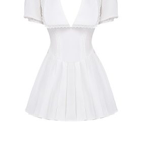 Piera White Pleated Mini Dress - Image 2