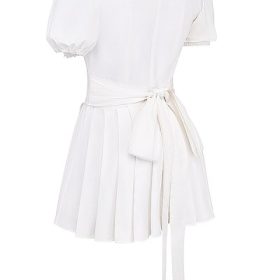 Piera White Pleated Mini Dress - Image 3