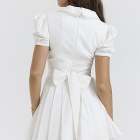 Piera White Pleated Mini Dress - Image 12