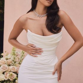 Esmee Ivory Draped Strapless Bridal Gown - Limited Edition - Image 9