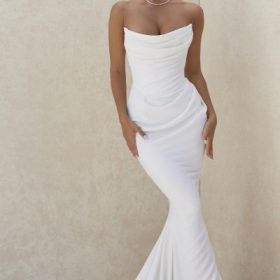 Esmee Ivory Draped Strapless Bridal Gown - Limited Edition - Image 13