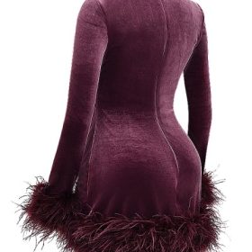 Lavinia Mulberry Velvet Mini Dress - Image 3