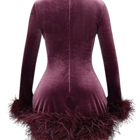 Lavinia Mulberry Velvet Mini Dress - Image 4