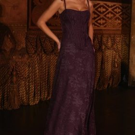 Esme Grape Lurex Chiffon Maxi Dress - Image 6
