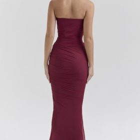 Cassidy Cabernet Fluted Hem Mesh Maxi Skirt