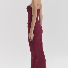 Cassidy Cabernet Fluted Hem Mesh Maxi Skirt - Image 8