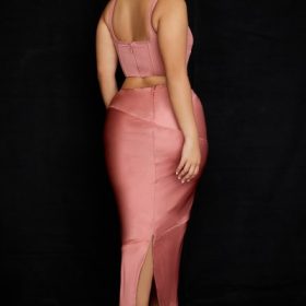 Colette Rose Satin Low Waist Midi Skirt - Image 13