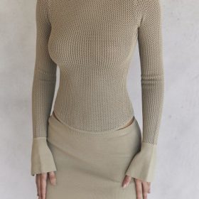 Savannah Taupe Knit Long Sleeve Top - Image 6