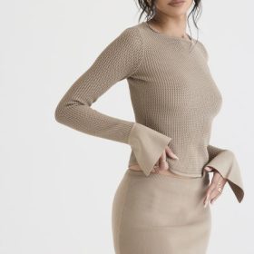 Savannah Taupe Knit Long Sleeve Top - Image 11