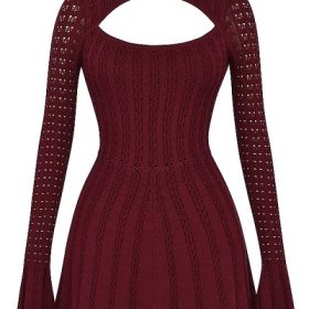 Evalina Wine Knit Corset Dress - Image 2