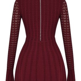 Evalina Wine Knit Corset Dress - Image 4