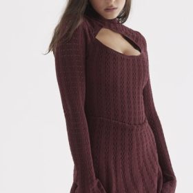 Evalina Wine Knit Corset Dress - Image 7