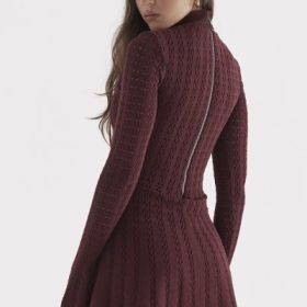 Evalina Wine Knit Corset Dress - Image 13