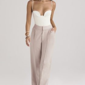 Alivia Beige Loose Fit Trousers - Image 5