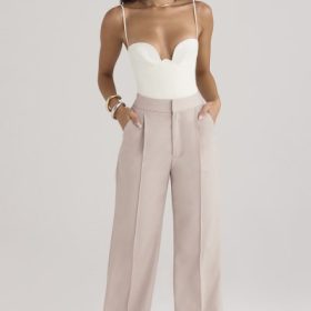 Alivia Beige Loose Fit Trousers - Image 6
