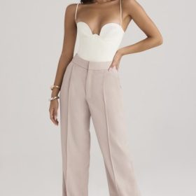 Alivia Beige Loose Fit Trousers - Image 8