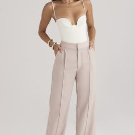 Alivia Beige Loose Fit Trousers - Image 9