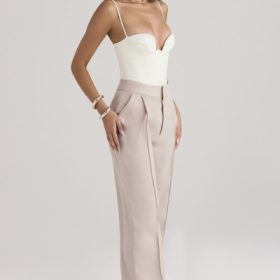 Alivia Beige Loose Fit Trousers - Image 10