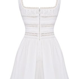 Tiffani White Lace Trim Mini Dress - Image 4