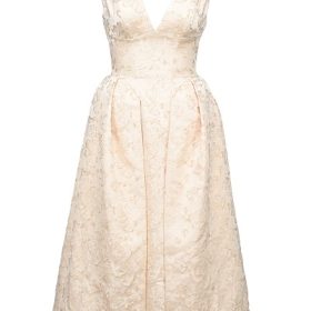 Paloma Ivory Metallic Jacquard Midi Dress - Image 2