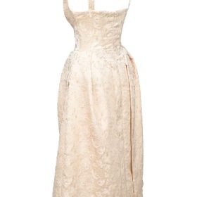Paloma Ivory Metallic Jacquard Midi Dress - Image 3