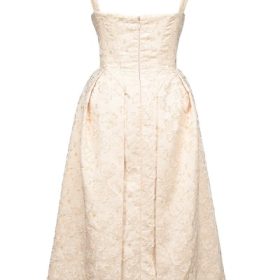 Paloma Ivory Metallic Jacquard Midi Dress - Image 4