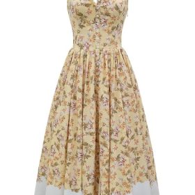 Alba Honeyflower Print Gathered Cotton Midi Dress - Image 2