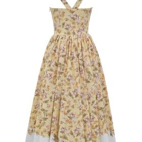 Alba Honeyflower Print Gathered Cotton Midi Dress - Image 4