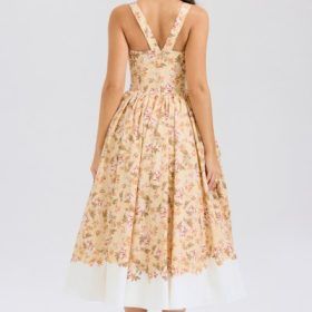 Alba Honeyflower Print Gathered Cotton Midi Dress - Image 10
