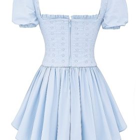 Maribel Soft Blue Broderie Corset Mini Dress - Image 4