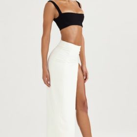 Francesca Ivory Thigh Split Midi Skirt - Image 8