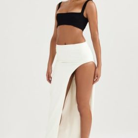 Francesca Ivory Thigh Split Midi Skirt - Image 9