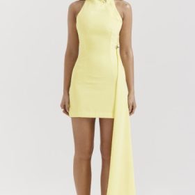 Marla Lemon Halter Mini Dress - Image 7