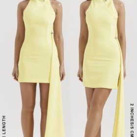 Marla Lemon Halter Mini Dress - Image 13
