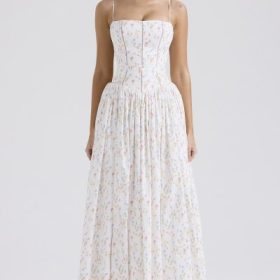 Ysabella White Posy Print Cotton Maxi Sundress - Image 5