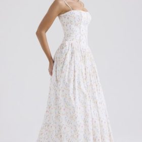 Ysabella White Posy Print Cotton Maxi Sundress - Image 8