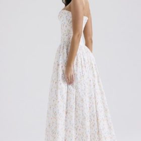 Ysabella White Posy Print Cotton Maxi Sundress - Image 9