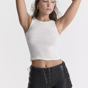 Azora Black Vegan Leather Micro Mini Shorts - Image 8