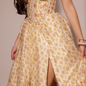 Kelly Royal Rose Print Corset Midi Sundress