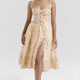 Kelly Royal Rose Print Corset Midi Sundress - Image 5
