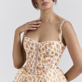 Kelly Royal Rose Print Corset Midi Sundress - Image 7