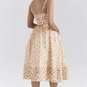 Kelly Royal Rose Print Corset Midi Sundress - Image 10