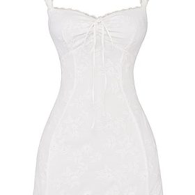 Odessa White Embroidered Mini Dress - Image 2