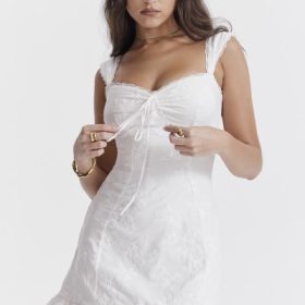 Odessa White Embroidered Mini Dress - Image 5
