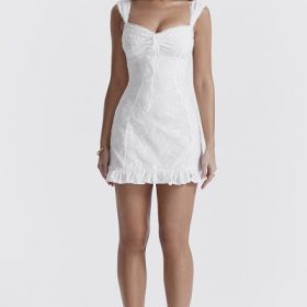 Odessa White Embroidered Mini Dress - Image 7