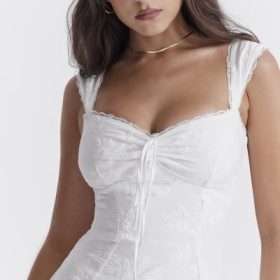 Odessa White Embroidered Mini Dress - Image 9